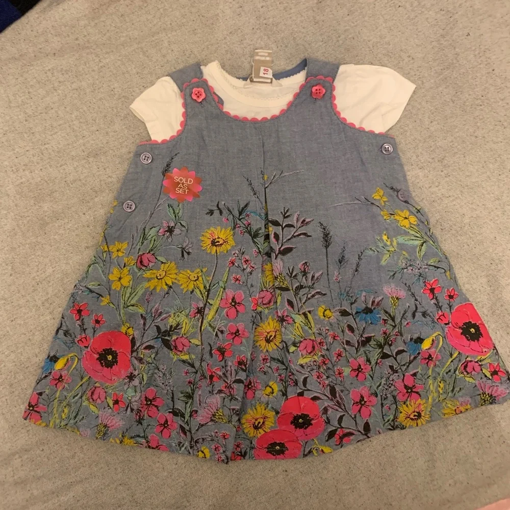Monsoon baby girls 3-6 months matching set dress - Picture 1 of 6